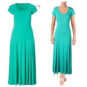 Lauren Ralph Lauren Jersey‎ Scoop Neck Maxi Dress S Small Tropic Turquoise